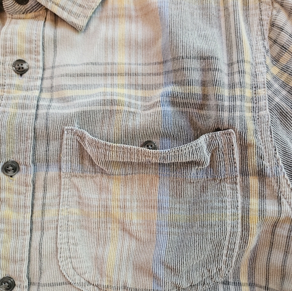 Prana Corduroy Grey Plaid Button-up Sz S - Picture 3 of 7